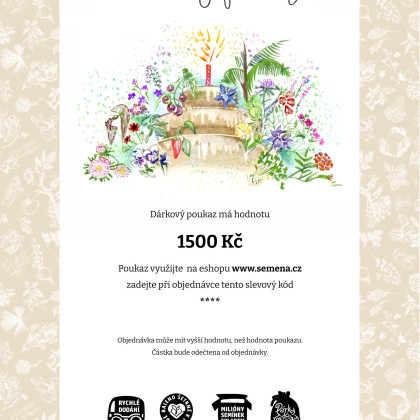Voucher k narozeninám v hodnotě 1500,- Kč