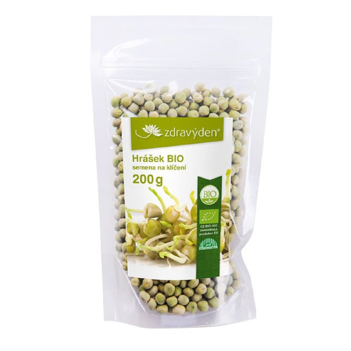BIO Hrášek - Pisum sativum - bio semena na klíčení - 200 g