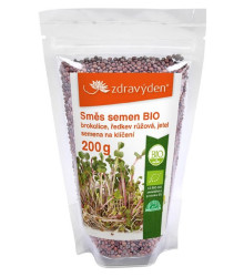 BIO brokolice, ředkev, jetel - směs bio semen na klíčení - 200 g